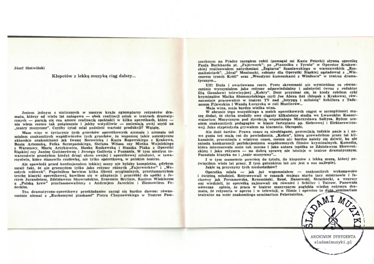Program operetki „Polska krew” – Krakowski Teatr Muzyczny (1979) » Śladami Muzyki Skan 100