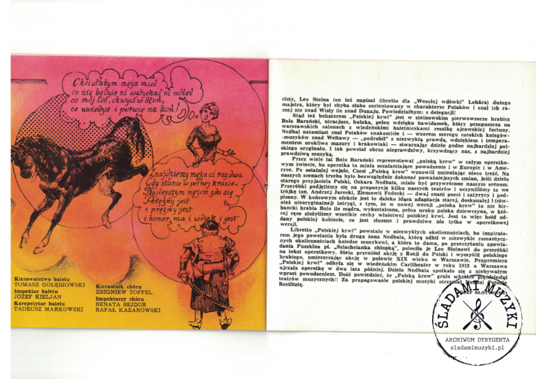 Program operetki „Polska krew” – Krakowski Teatr Muzyczny (1979) » Śladami Muzyki Skan 103