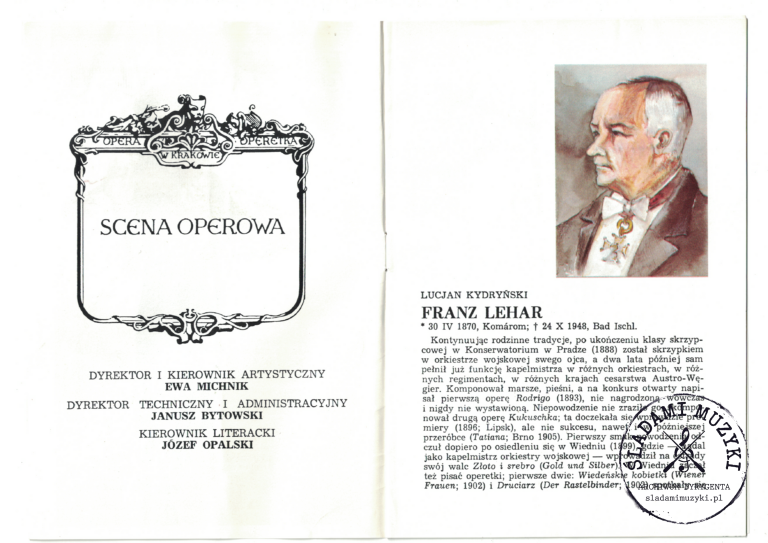 Program operetki "Paganini" - Opera i Operetka w Krakowie » Śladami Muzyki Skan 14