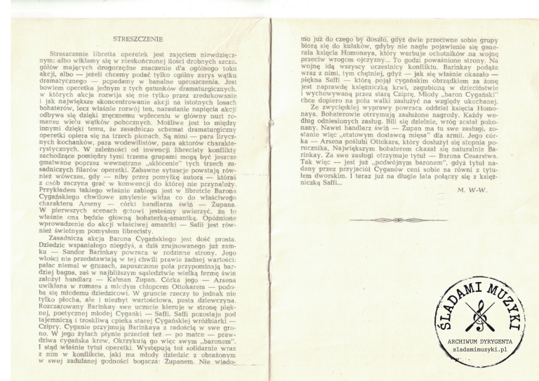 Program operetki „Baron Cygański” – Miejski Teatr Muzyczny w Krakowie (1965) » Śladami Muzyki Skan 27