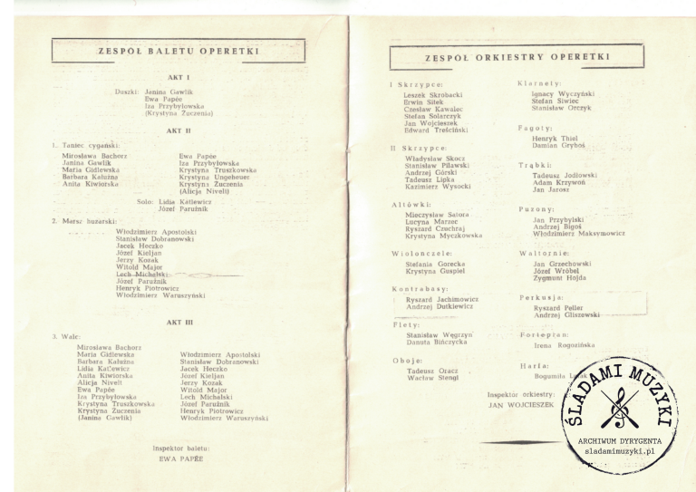 Program operetki „Baron Cygański” – Miejski Teatr Muzyczny w Krakowie (1965) » Śladami Muzyki Skan 28