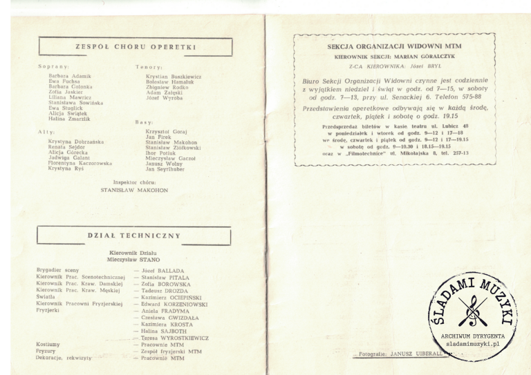 Program operetki „Baron Cygański” – Miejski Teatr Muzyczny w Krakowie (1965) » Śladami Muzyki Skan 29