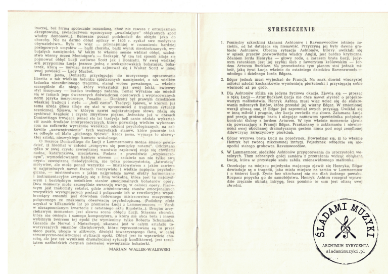 Program opery: „Łucja z Lammermooru” Gaetano Donizettiego (Kraków, 1966) » Śladami Muzyki Skan 63