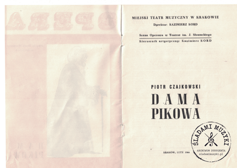 Program opery: „Dama Pikowa” Piotra Czajkowskiego (Kraków, 1966) » Śladami Muzyki Skan 67