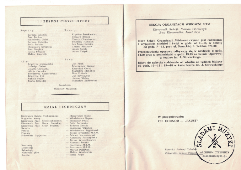 Program opery: „Dama Pikowa” Piotra Czajkowskiego (Kraków, 1966) » Śladami Muzyki Skan 73