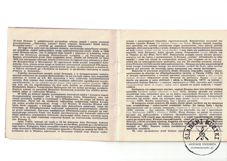 Program widowiska "Król walca" i odręczne notatki dyrygenckie - Krakowski Teatr Muzyczny (1979) » Śladami Muzyki Skan 87