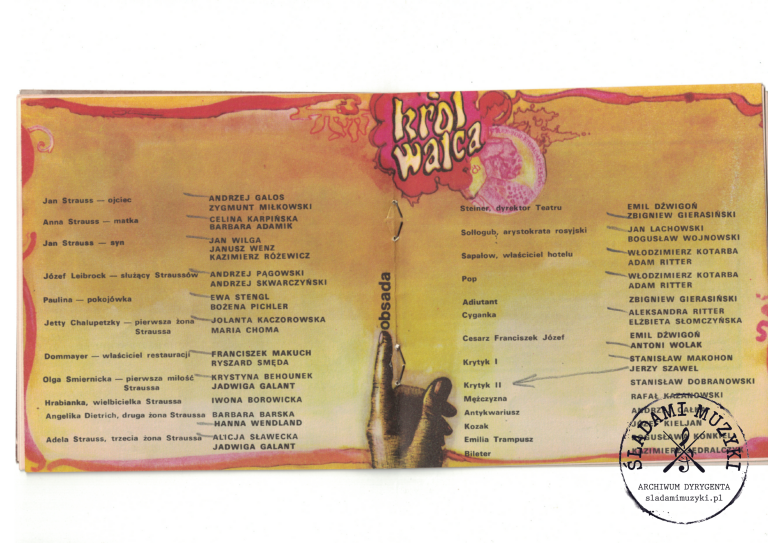 Program widowiska "Król walca" i odręczne notatki dyrygenckie - Krakowski Teatr Muzyczny (1979) » Śladami Muzyki Skan 91