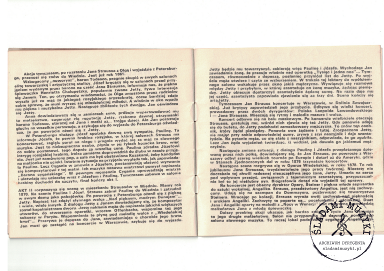 Program widowiska "Król walca" i odręczne notatki dyrygenckie - Krakowski Teatr Muzyczny (1979) » Śladami Muzyki Skan 95