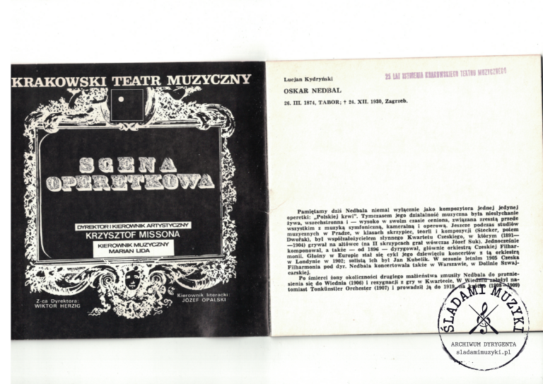 Program operetki „Polska krew” – Krakowski Teatr Muzyczny (1979) » Śladami Muzyki Skan 98